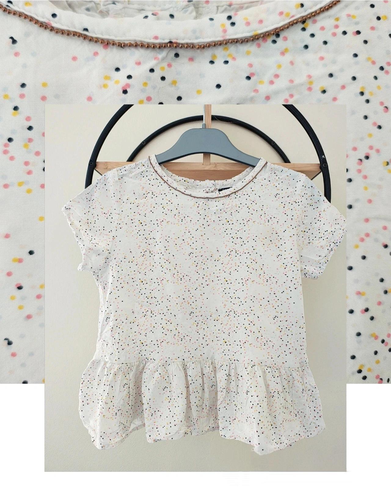 8 ans blouse été Kiabi étiquette coupée